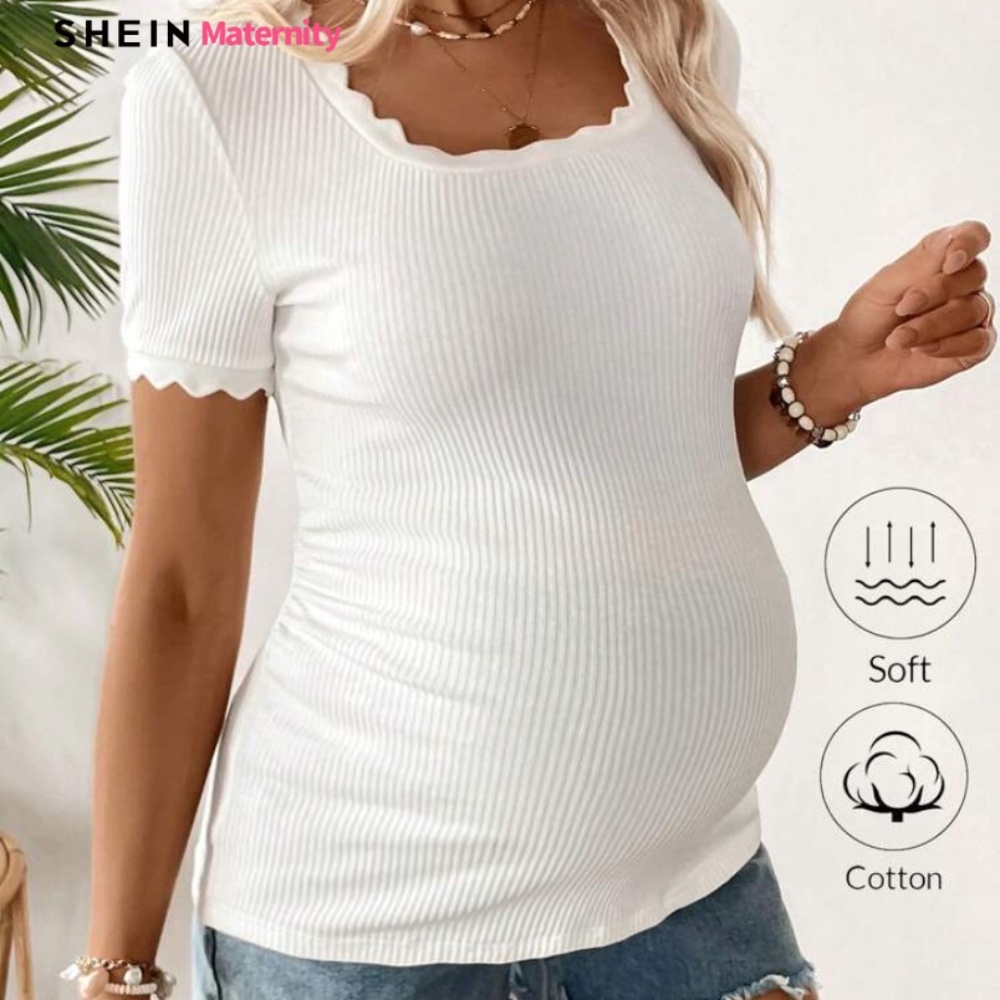 Maternity Trim Short Sleeve Fitted Casual T-Shirt